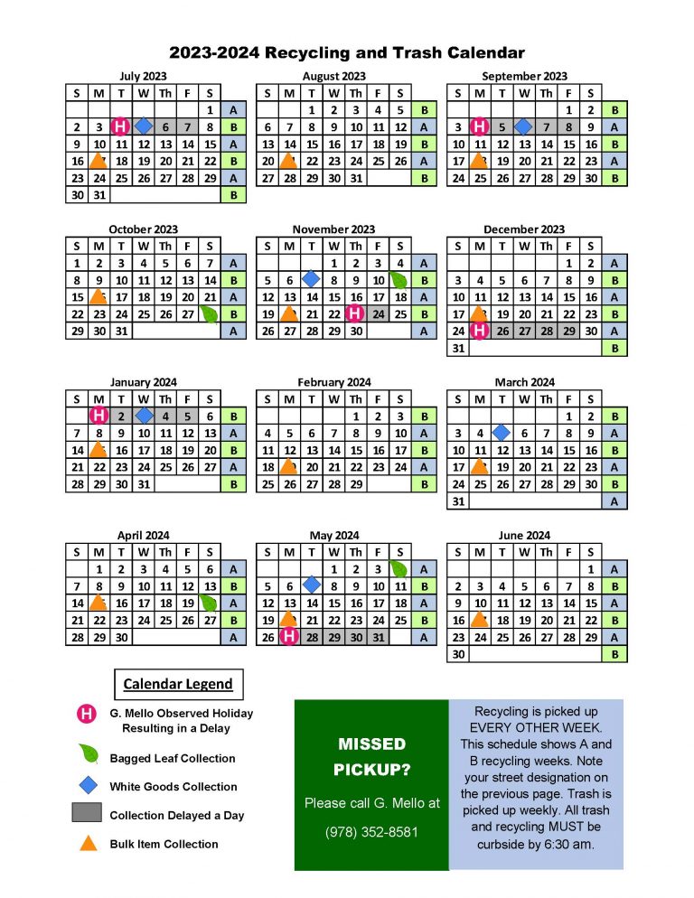 Calendars - G Mello Disposal Corp.